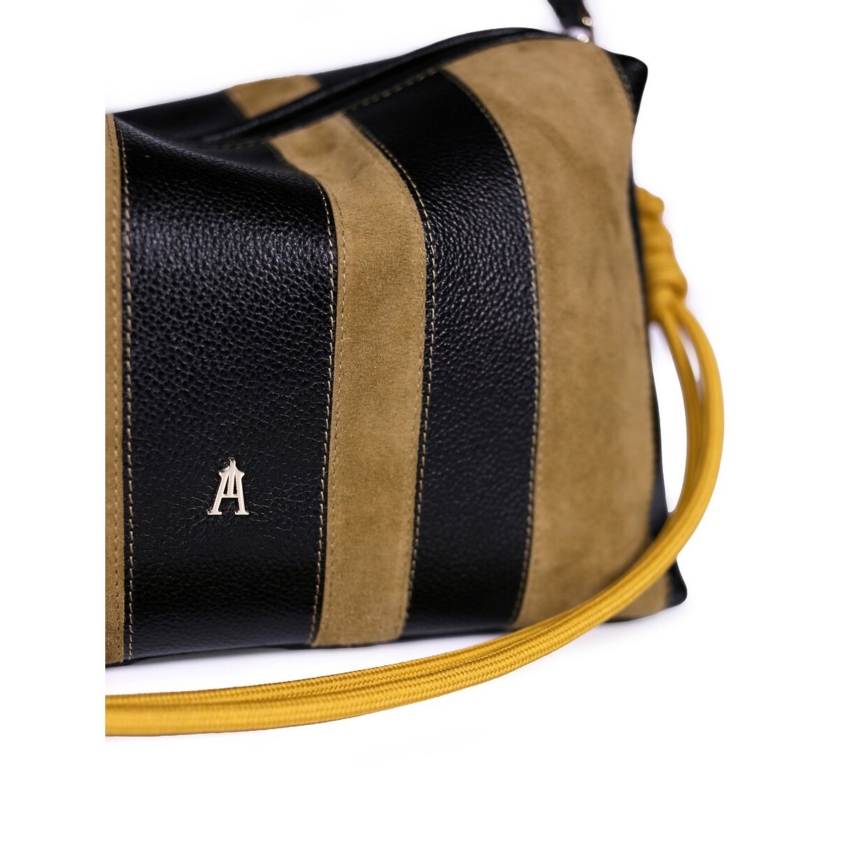 Sac en cuir à effet rayures, HALO noir/taupe, CRAIE STUDIO
