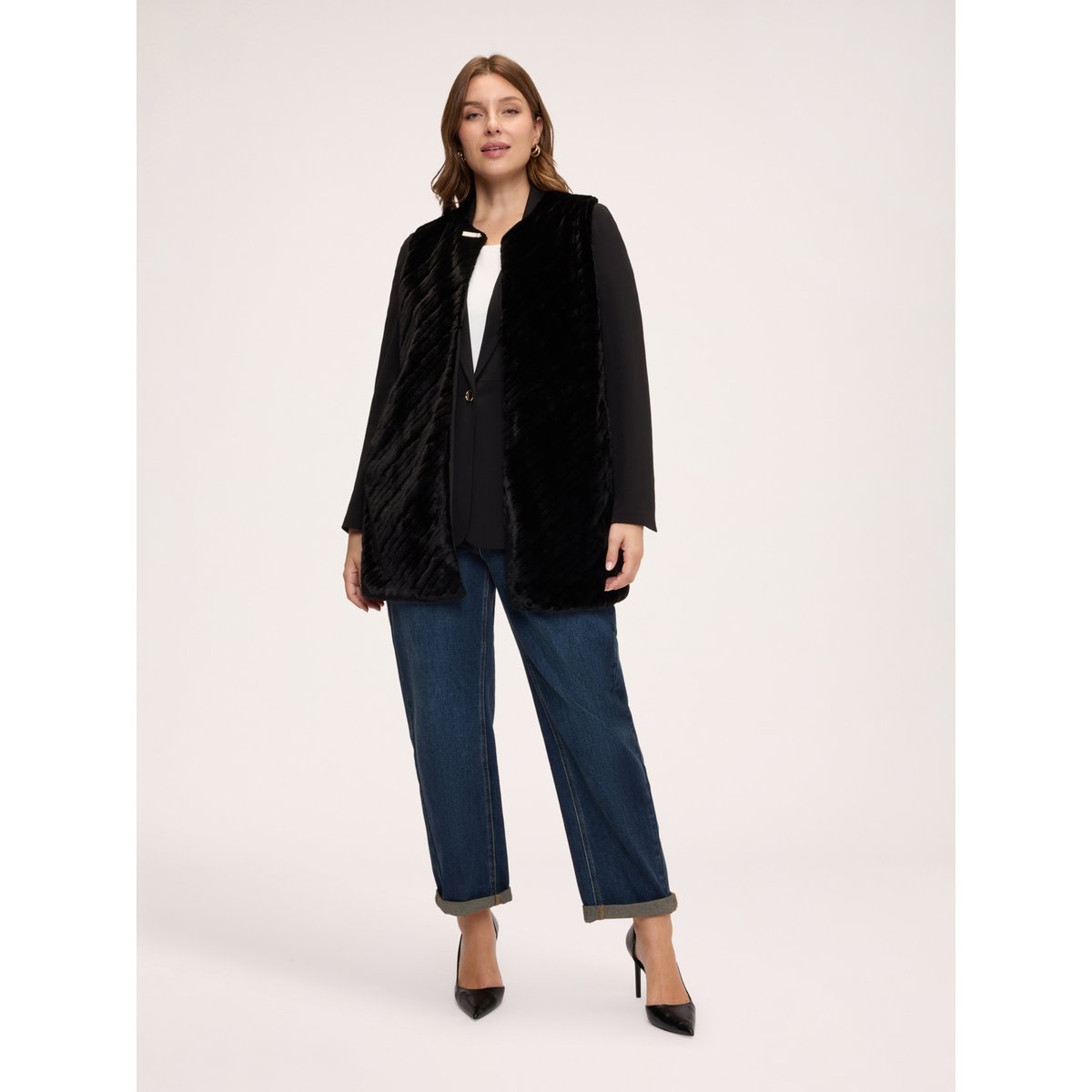 Gilet long noir, FIORELLA RUBINO
