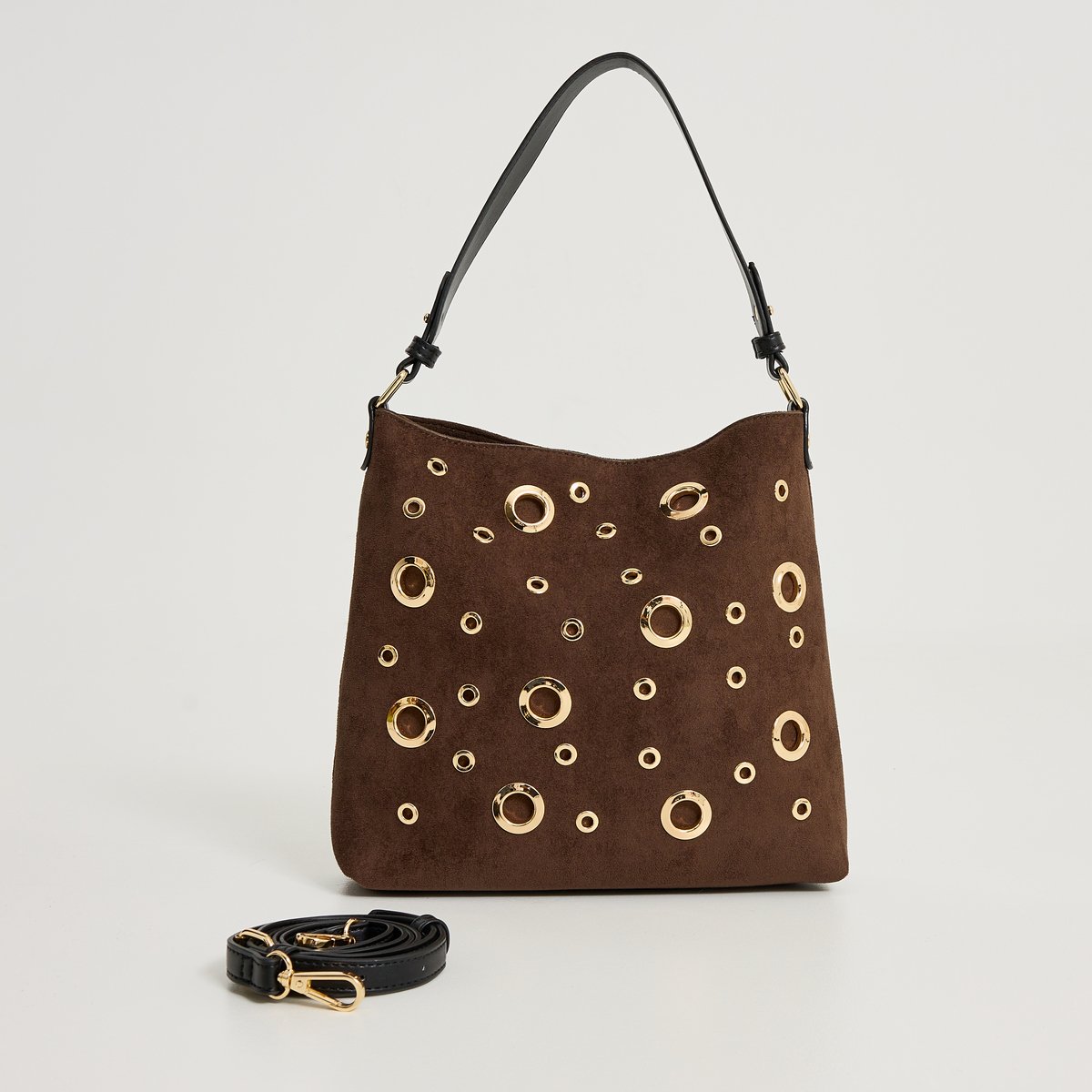 Sac suédine à œillets marron, GRAIN DE MALICE