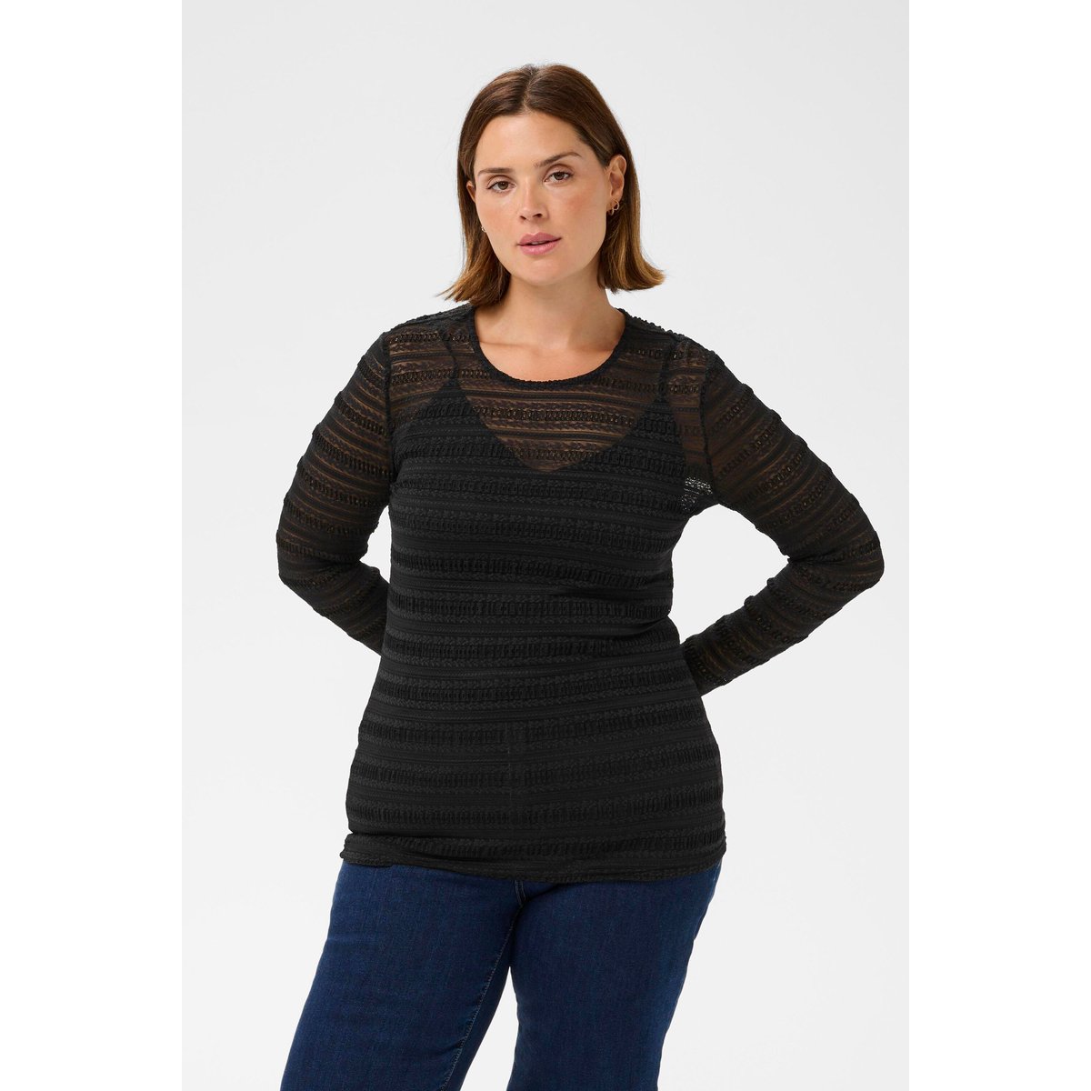 T-shirt à manches longues noir black deep, KAFFE CURVE