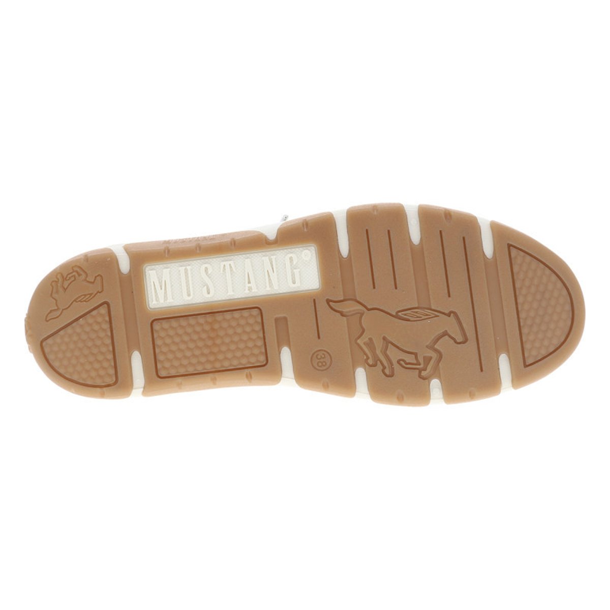 Sneakers bleu marine à talon plat avec une fermeture à lacets élastiqués beige, MUSTANG