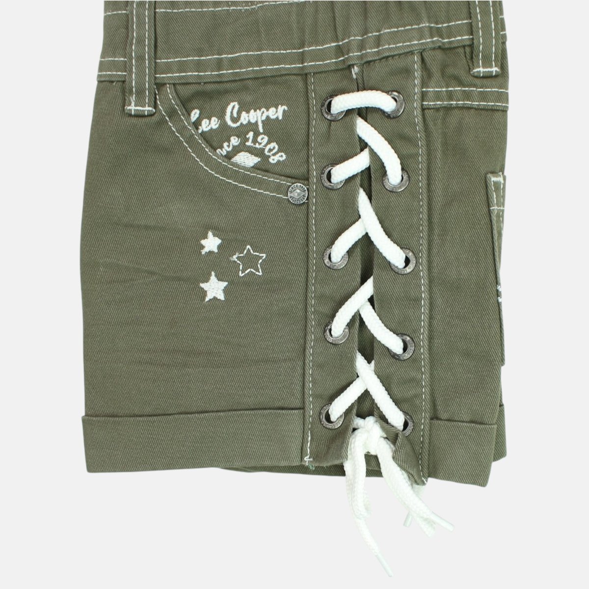 Short en jean à laçage latéral, coupe décontractée ROCK GIRL vert kaki, LEE COOPER