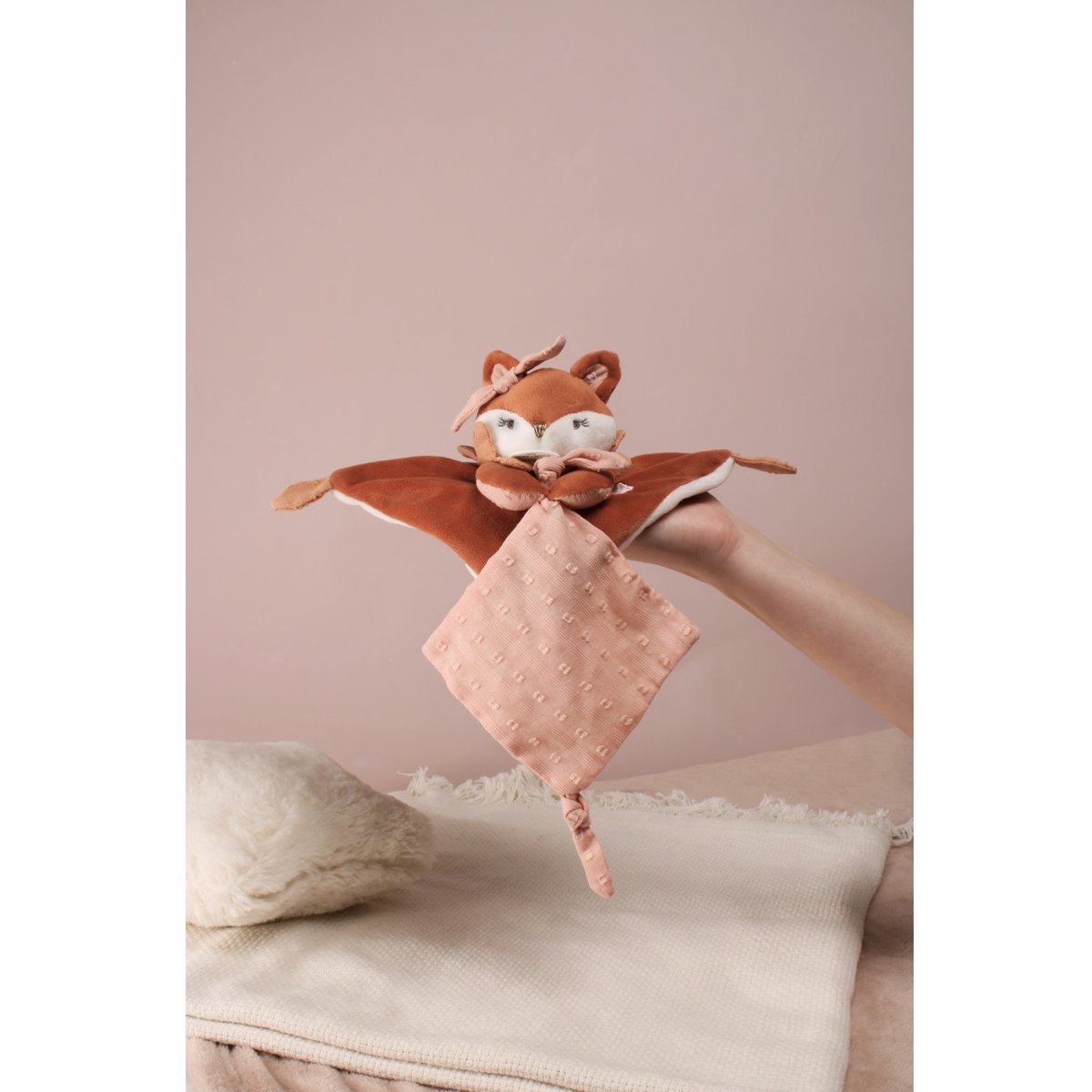 Doudou attache sucette Renard 20 cm rose, DOUDOU ET COMPAGNIE