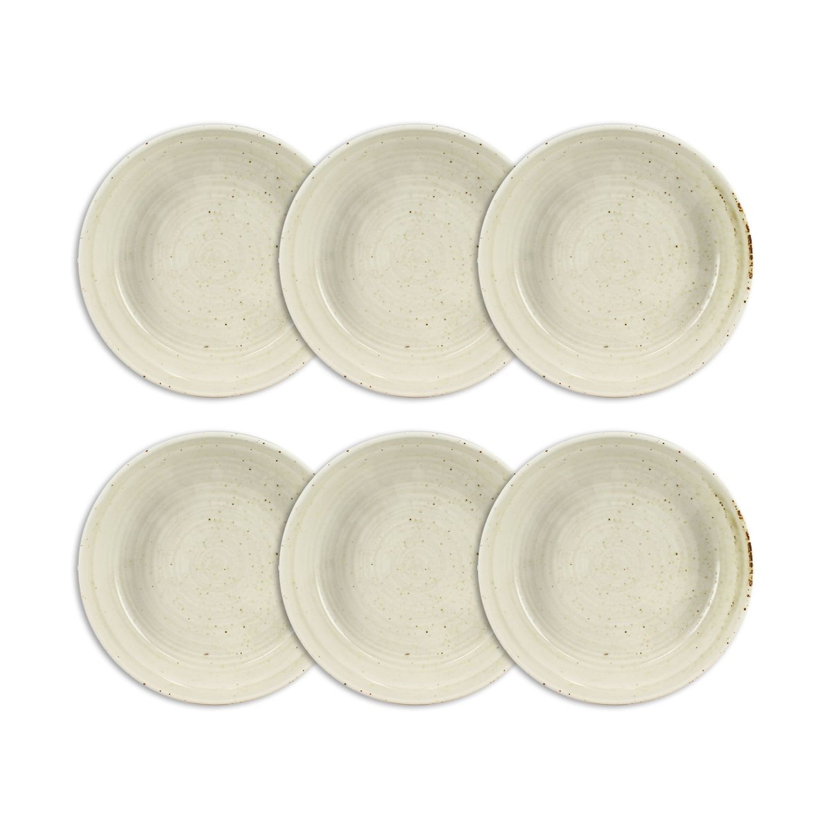 Lot de 6 assiettes creuses 34cl en porcelaine, ORA beige, OGO LIVING
