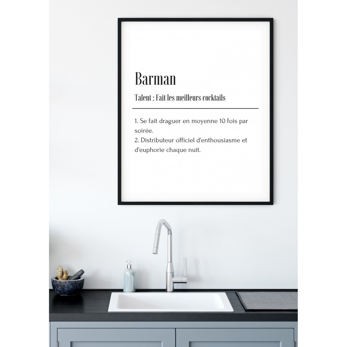 Affiche Définition Barman blanc, L'AFFICHERIE