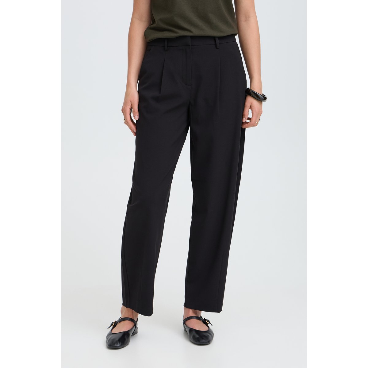 Pantalon large, coupe barrel noir meteorite, B.YOUNG