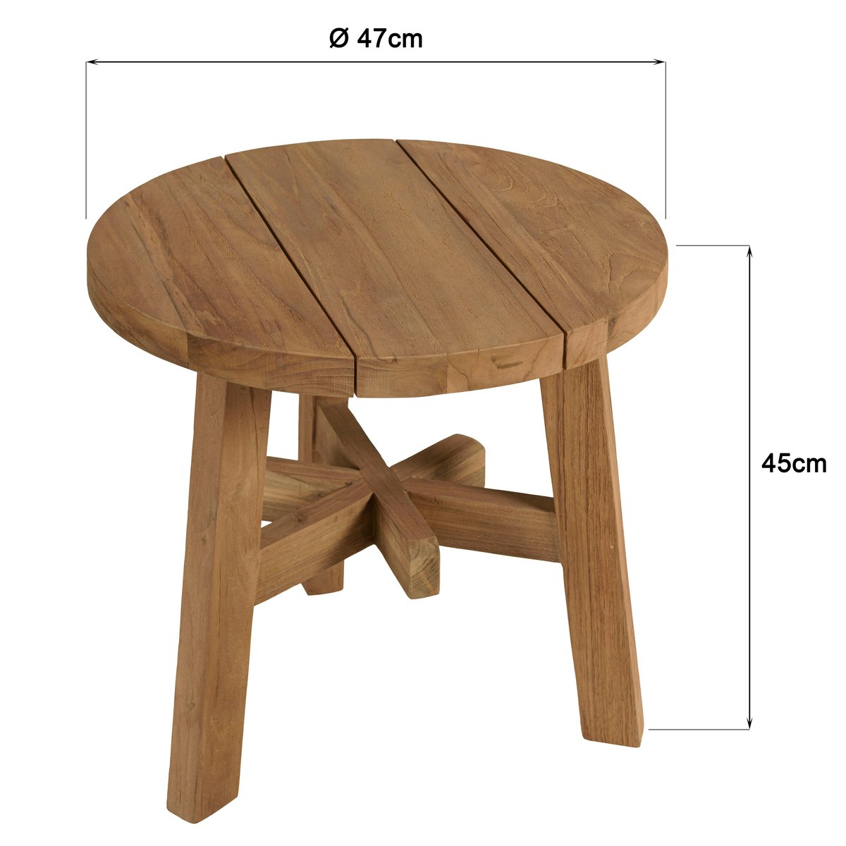 Table d'appoint de jardin ronde en bois de teck recyclé naturel D47 cm SANTO bois naturel, PIER IMPORT