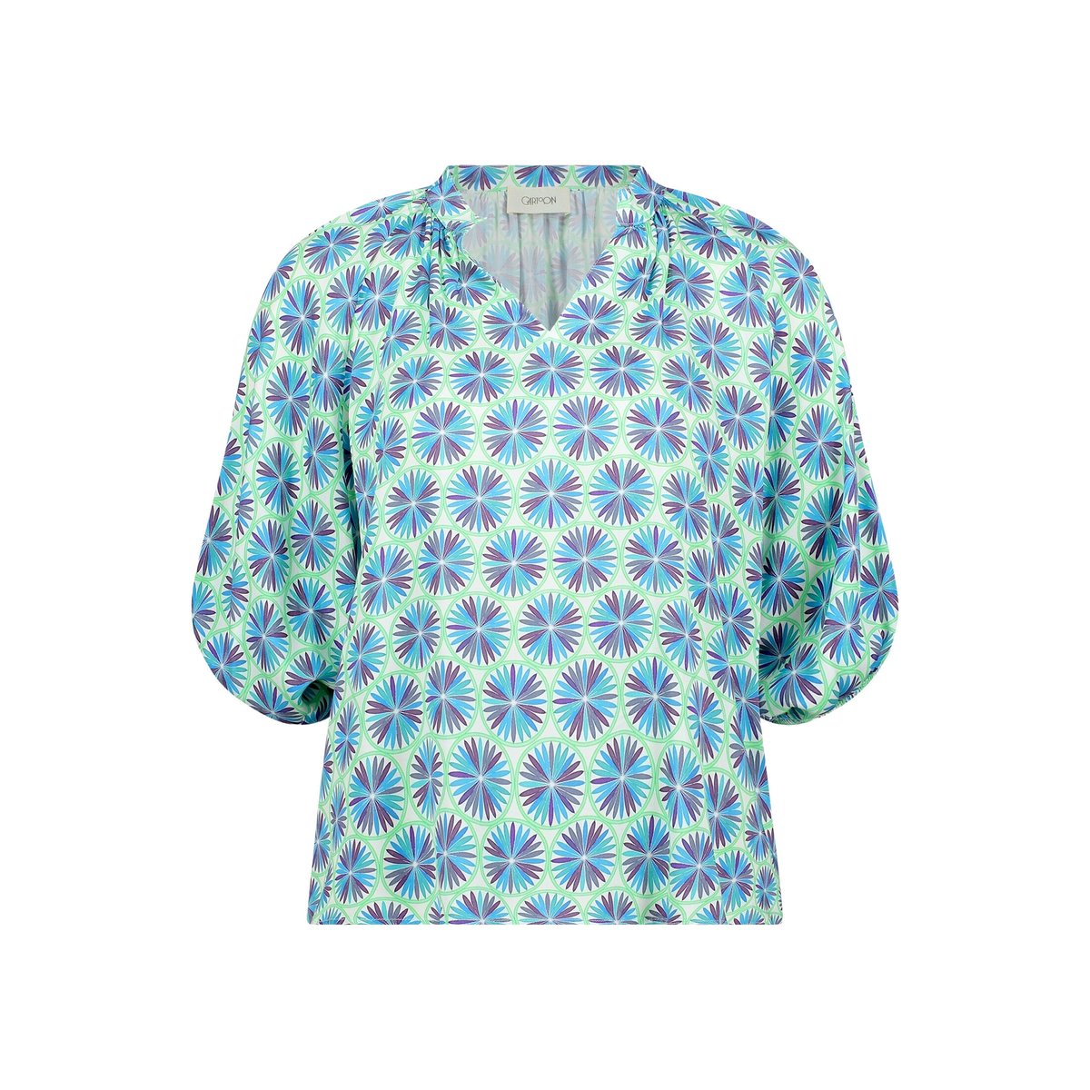Blouse casual à fronce green/blue, CARTOON