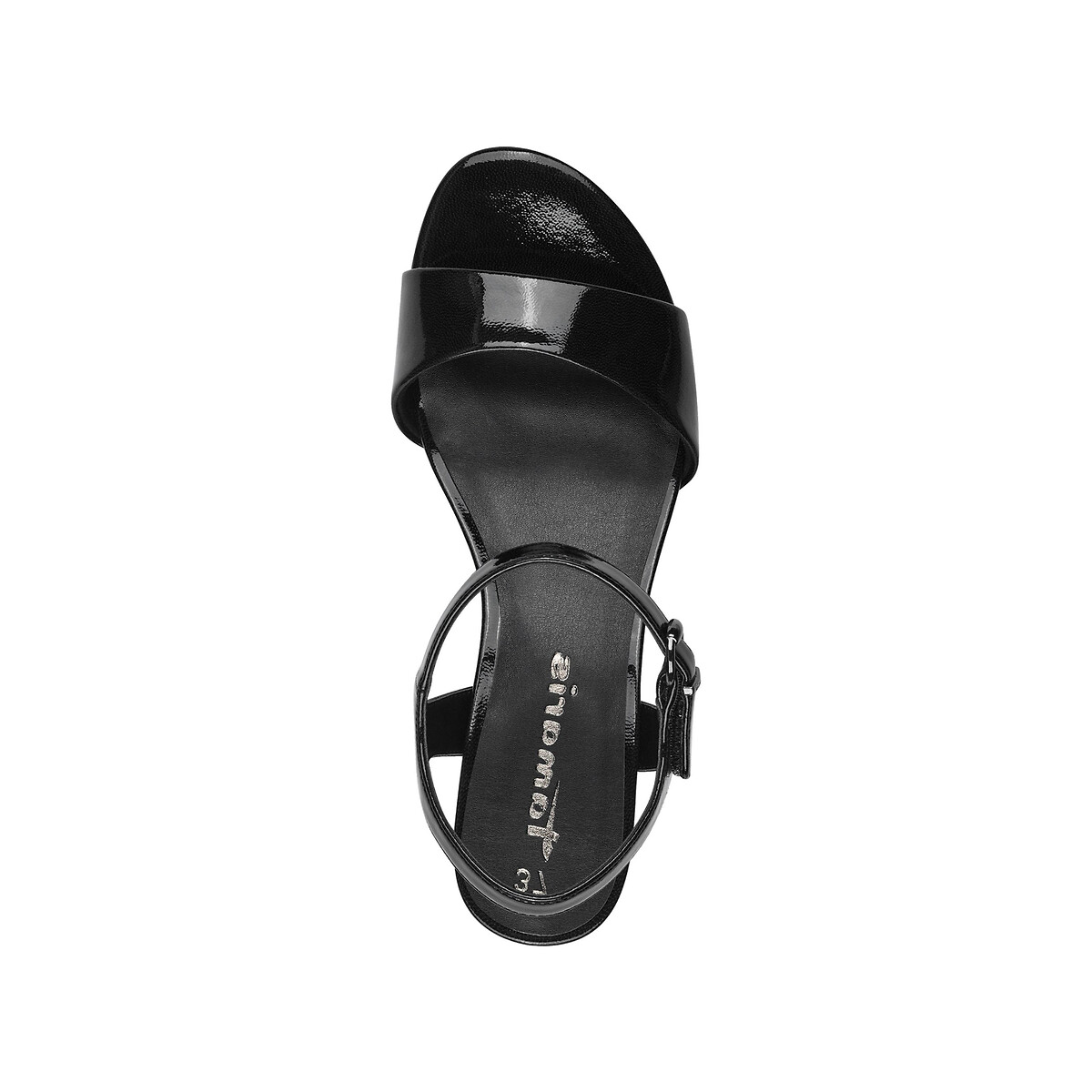 Sandali trotteur con tacco nero verniciato, TAMARIS