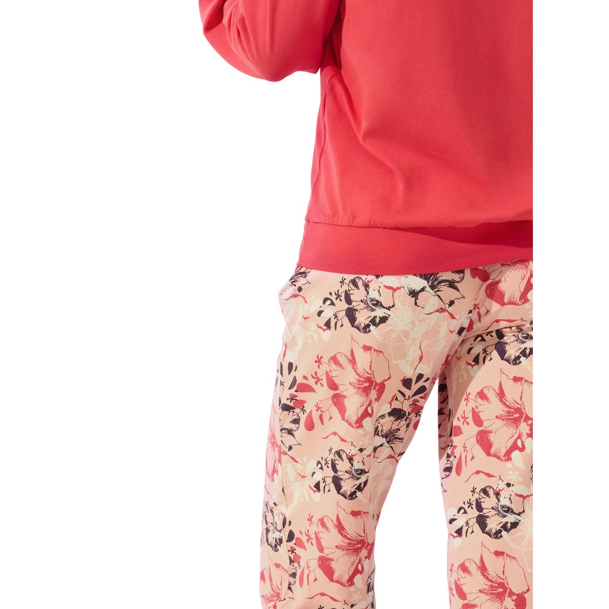 Pyjama pantalon resserré top manches longues Ocean corail, LISCA
