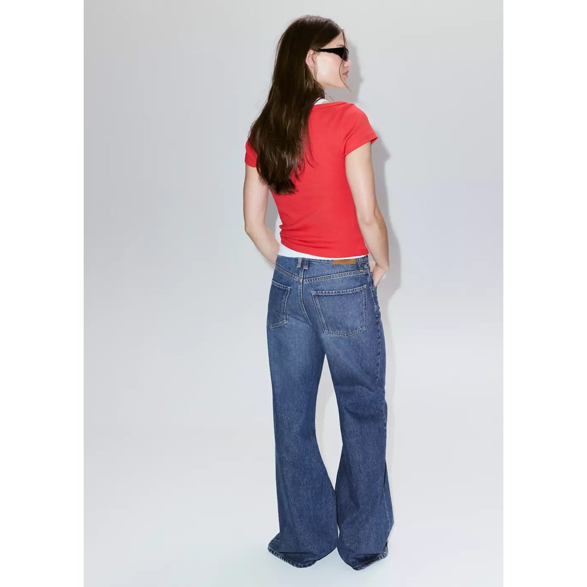 T-shirt combiné bicolore rouge, MANGO