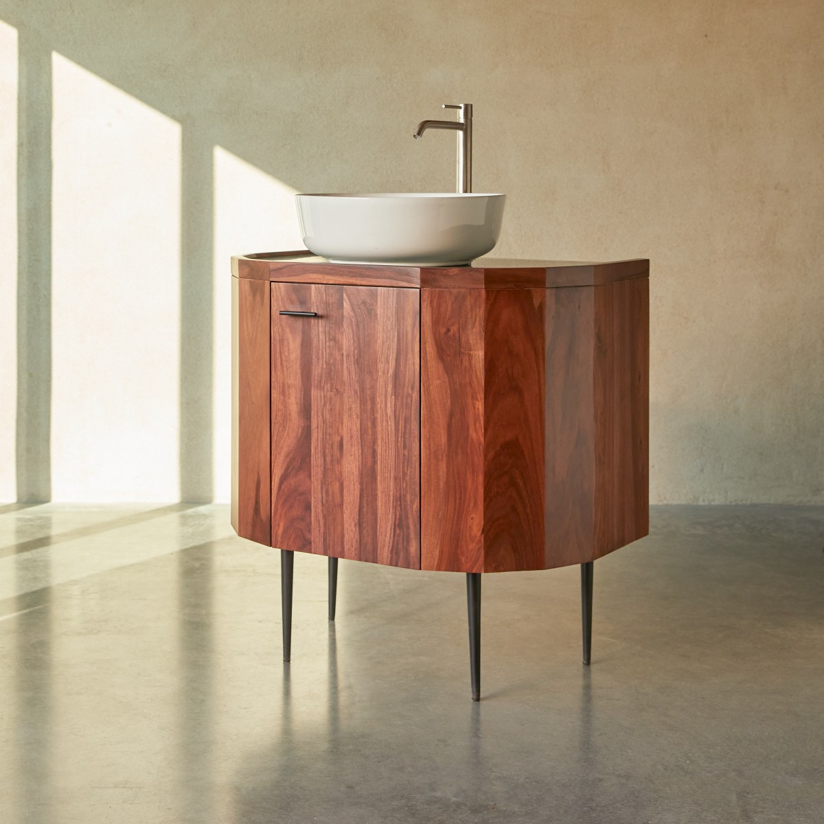 Meuble de rangement salle de bain en Palissandre massif, JADE marron, TIKAMOON