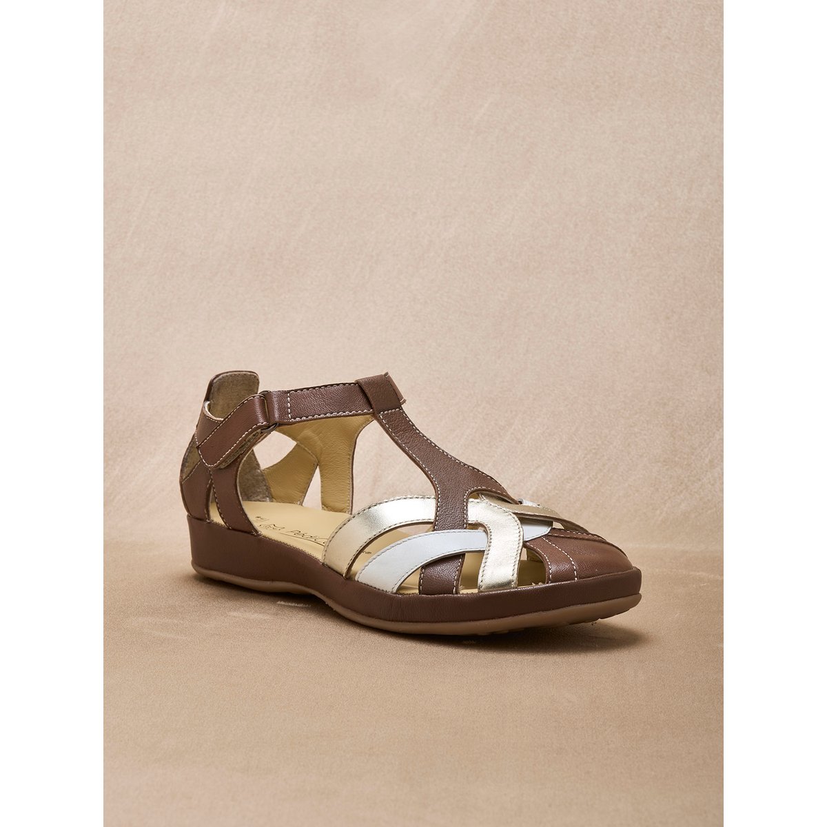 Salomés femme brides croisées marron, PEDICONFORT