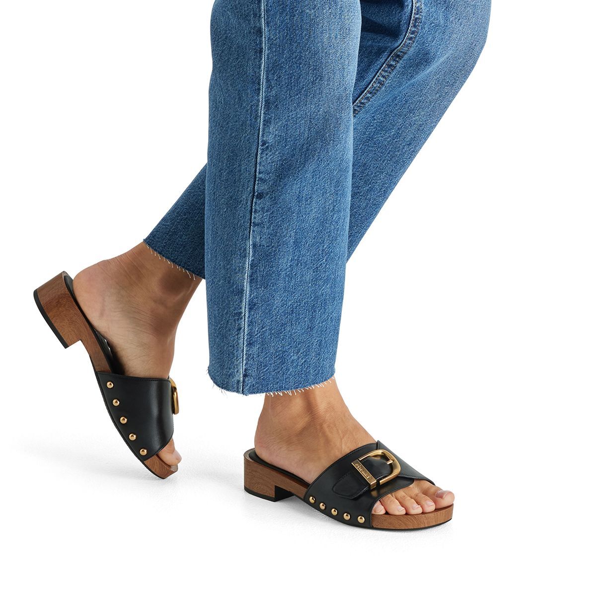 Mule en cuir noir, TAMARIS