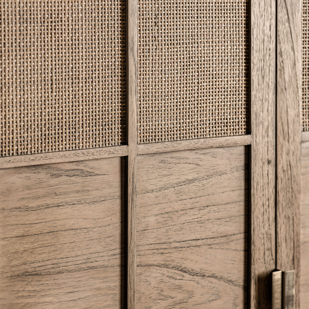 Bharhut Japandi Panelled Rattan 2 Door Cupboard wood, ÉDITÉ