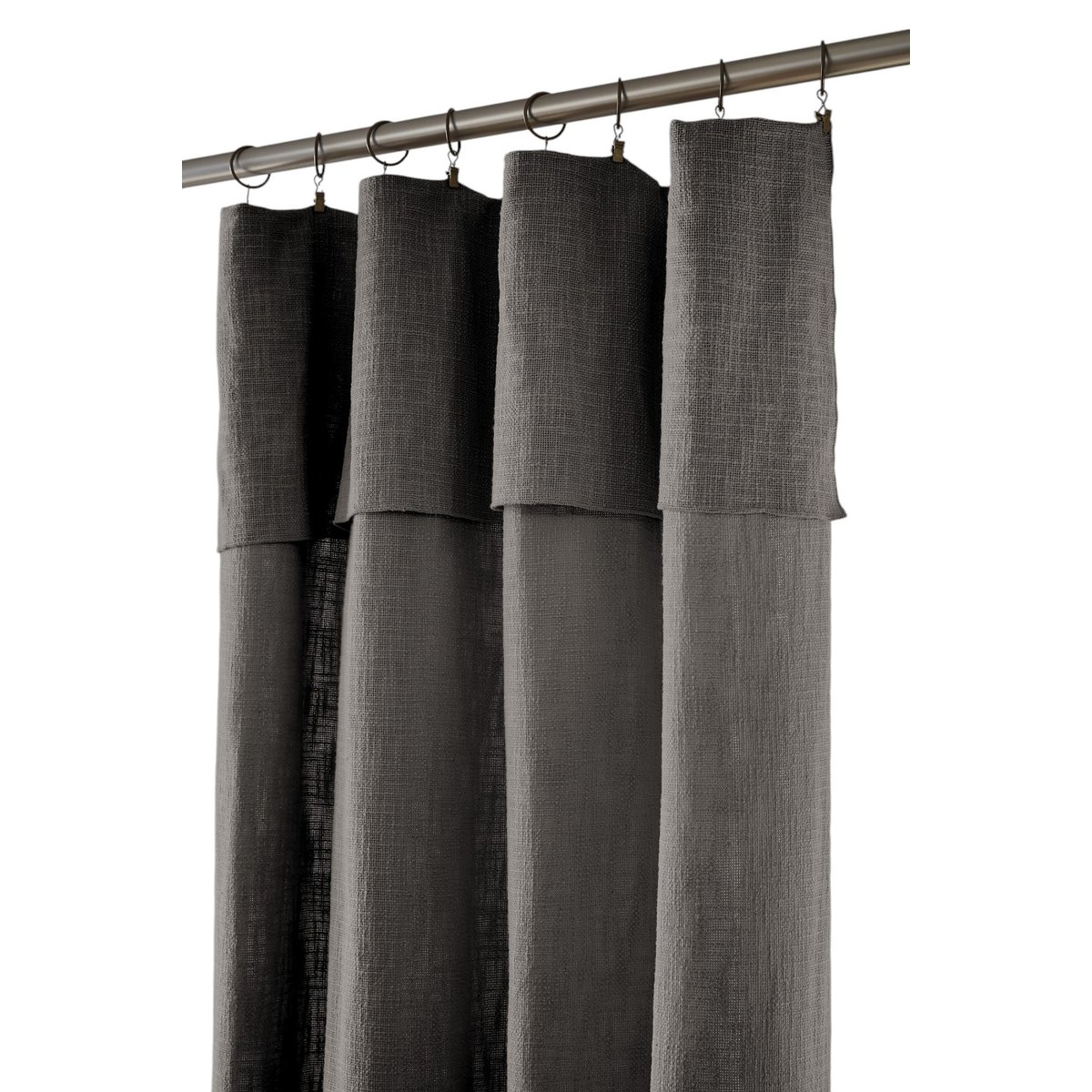 Rideau ajustable + 8 anneaux pince Sixtine ardoise, EDEN
