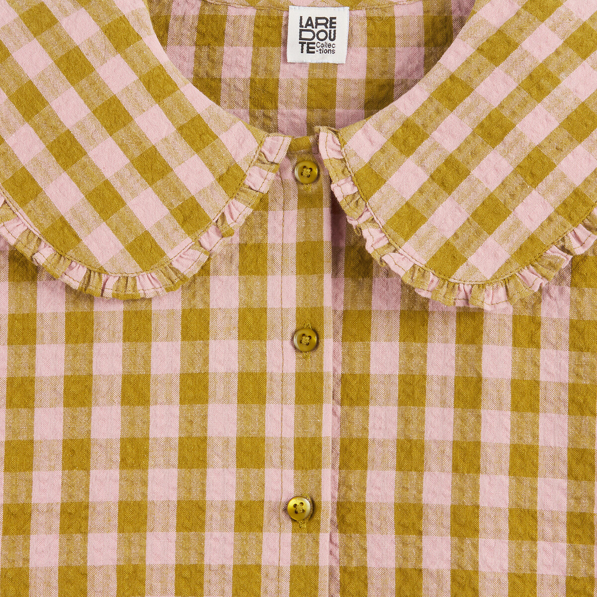 Chemise à carreaux vichy, manches longues vert/rose, LA REDOUTE COLLECTIONS