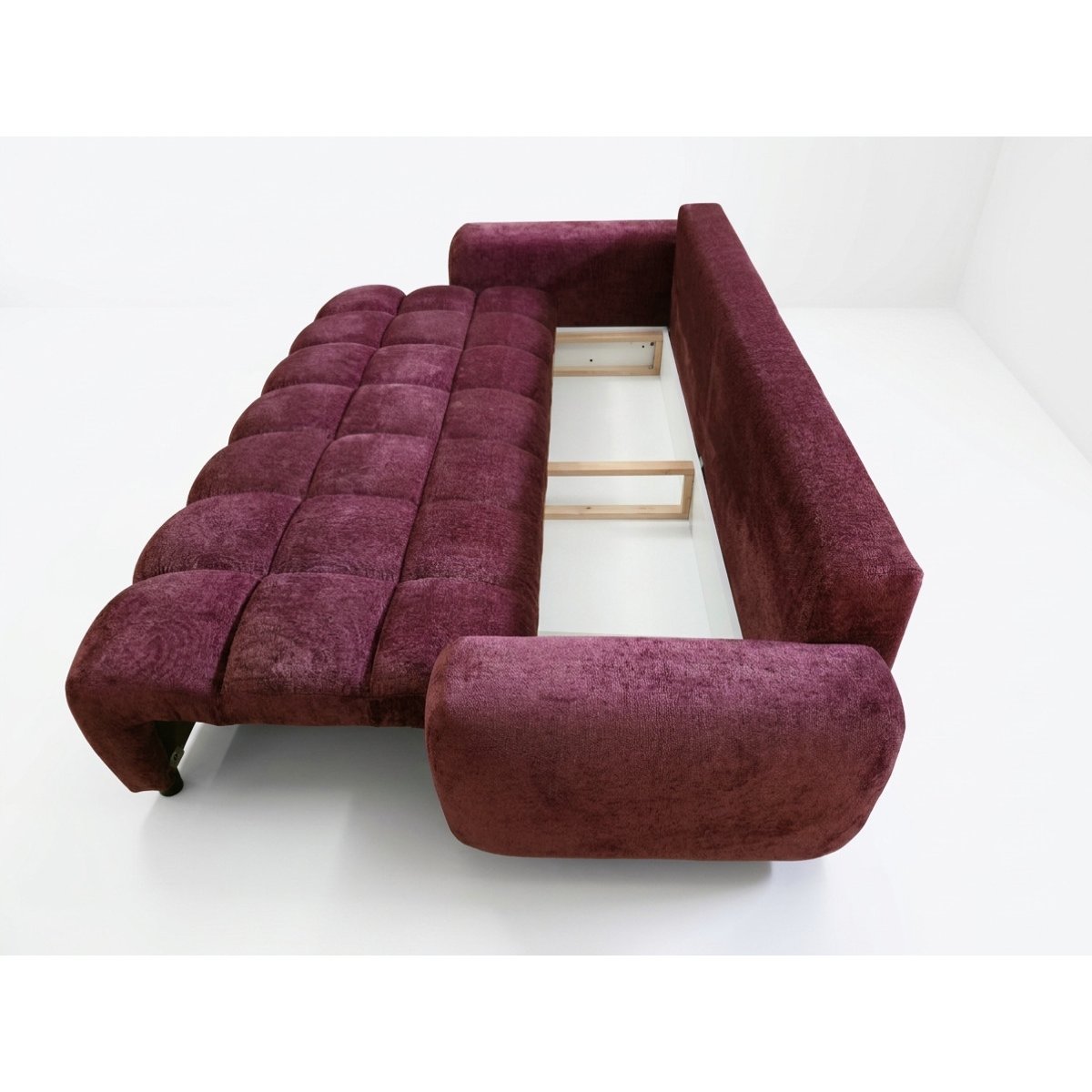 Canapé droit convertible 3 places en tissu lisse, JULES rouge, BOBOCHIC