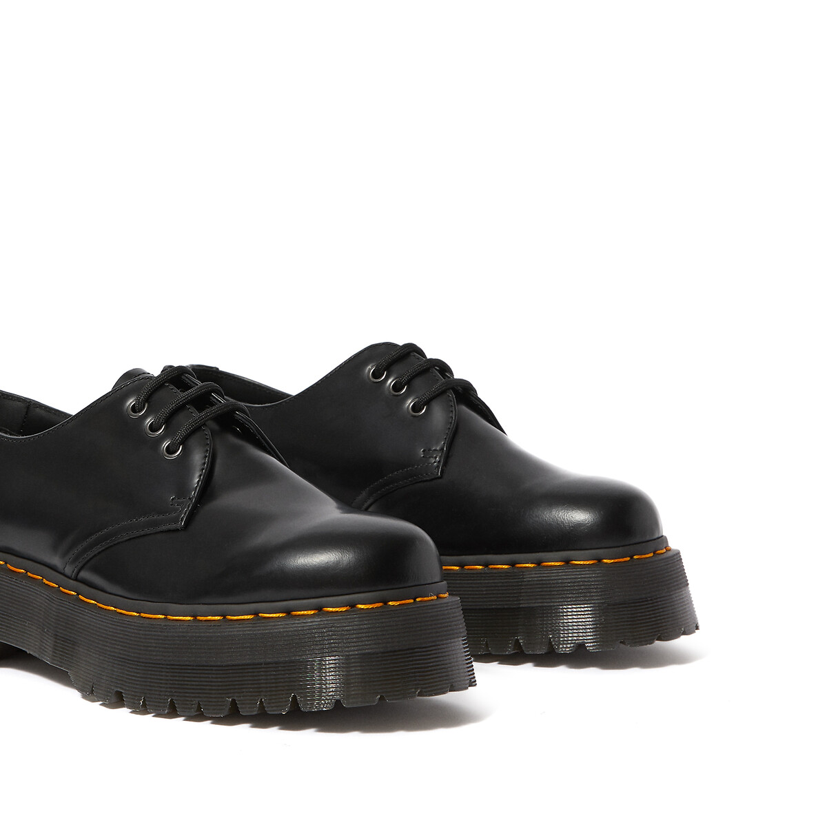 Derby's 1461 in Smooth leer met plateauzool zwart, DR. MARTENS