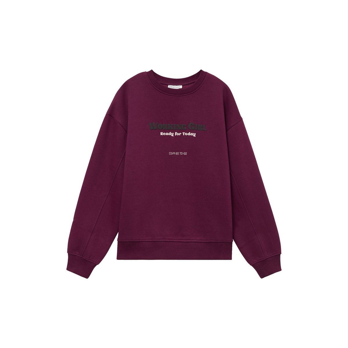 Sweat oversize col rond manches longues violet foncé, CACHE CACHE