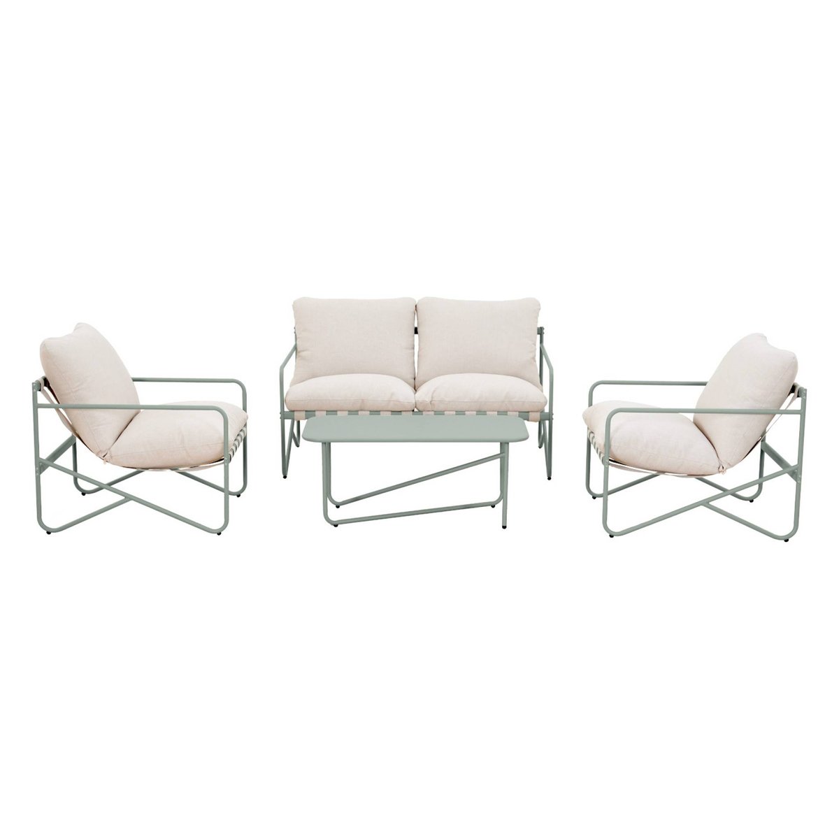 Salon de jardin acier 4 places ALCAMO kaki / beige, SWEEEK
