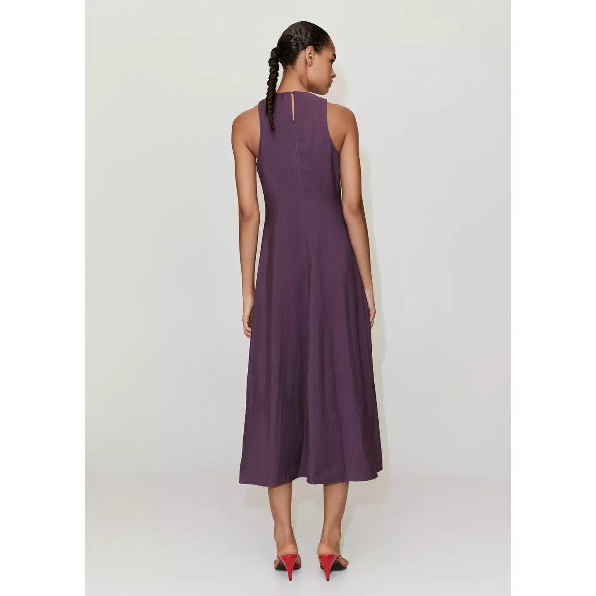 Robe évasée détail coutures violet, MANGO
