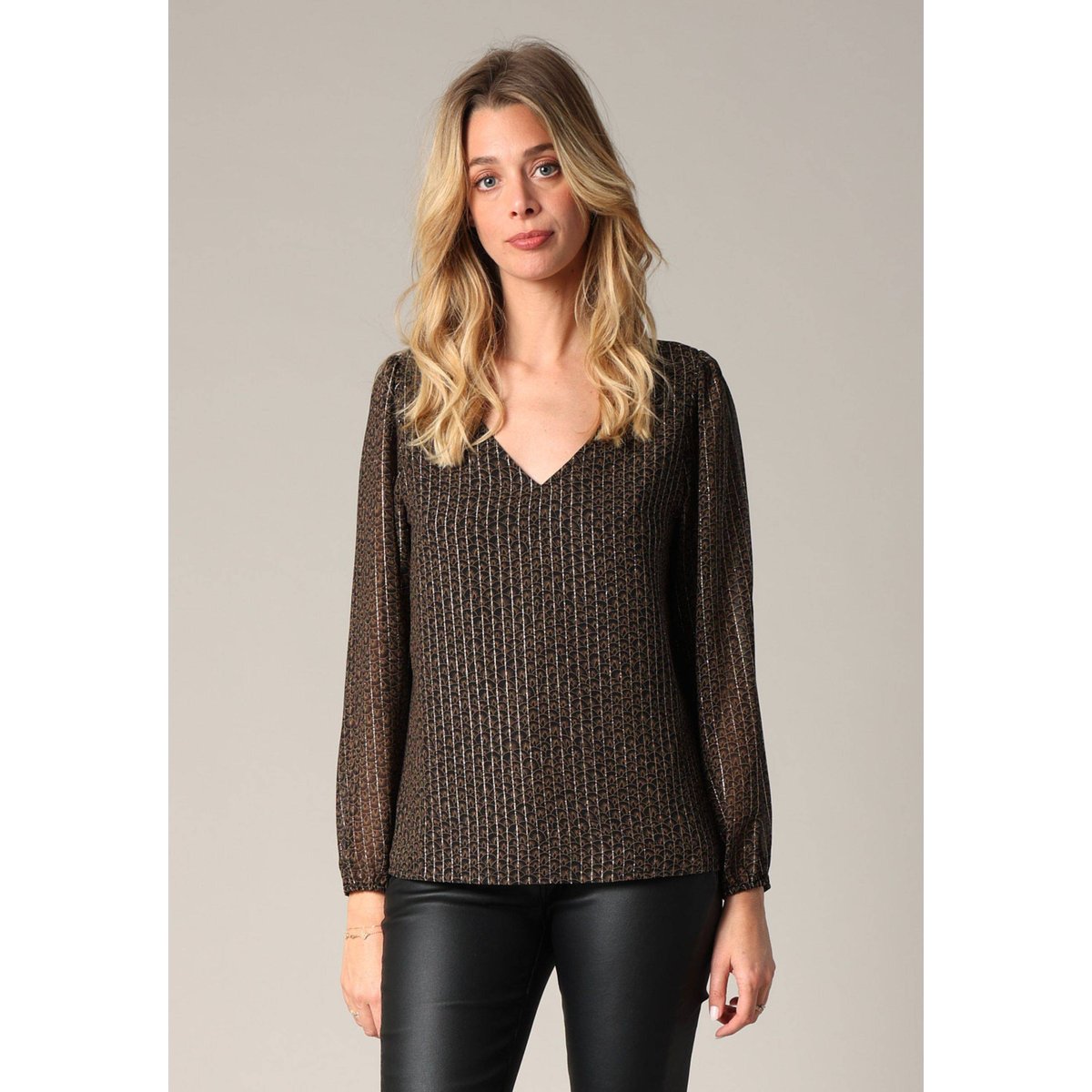 Blouse fluide à motif graphique ELLINA noir, DEELUXE