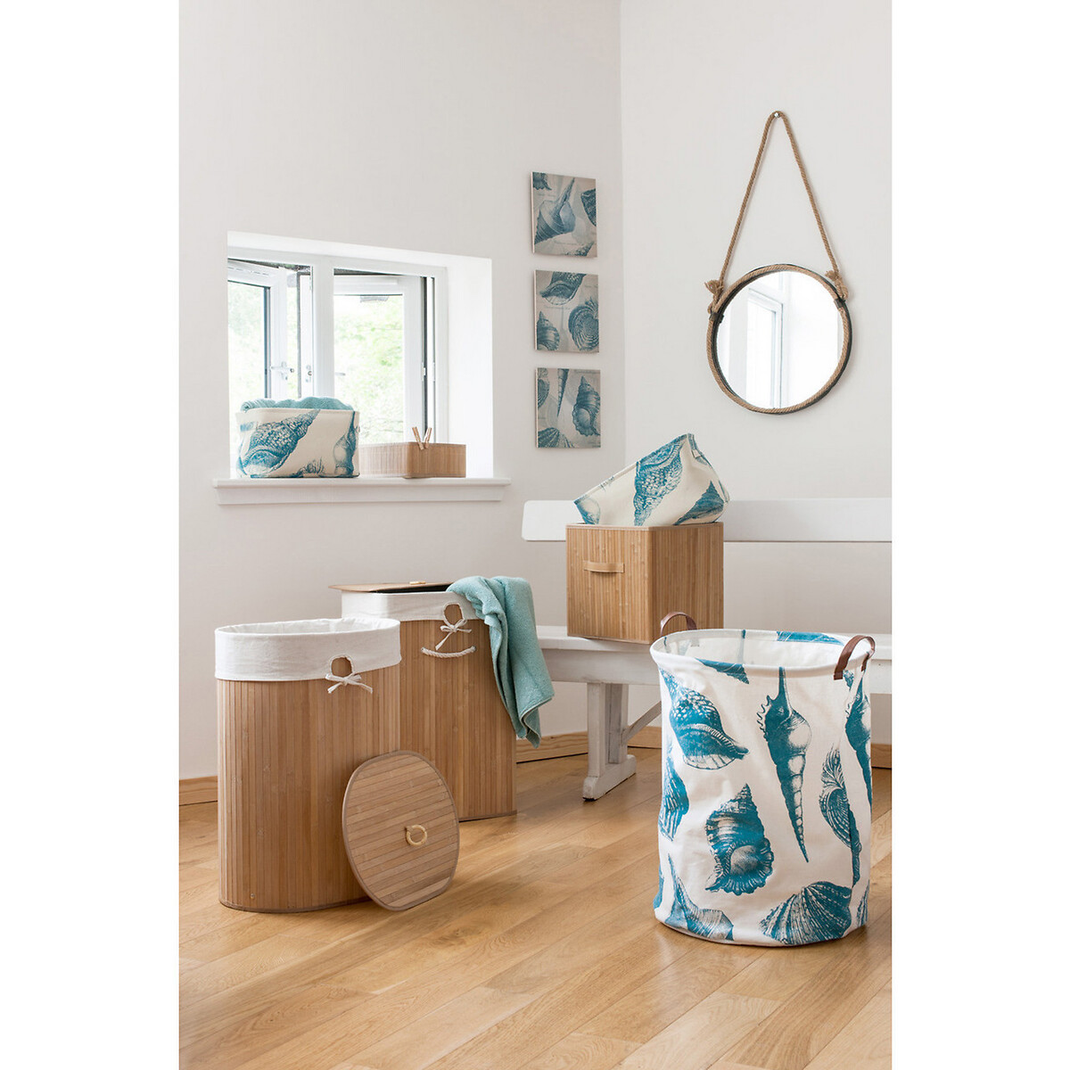Shell Design Laundry Bag blue, SO'HOME