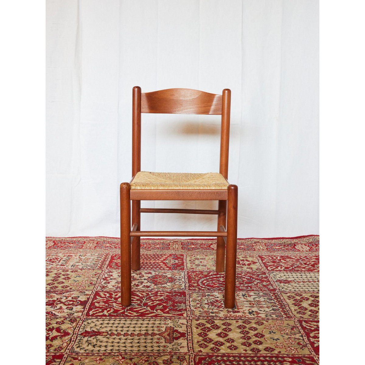 Lot de 6 chaises en bois ocre Claude N°1434 - Bon état bois foncé, DEBONGOUT