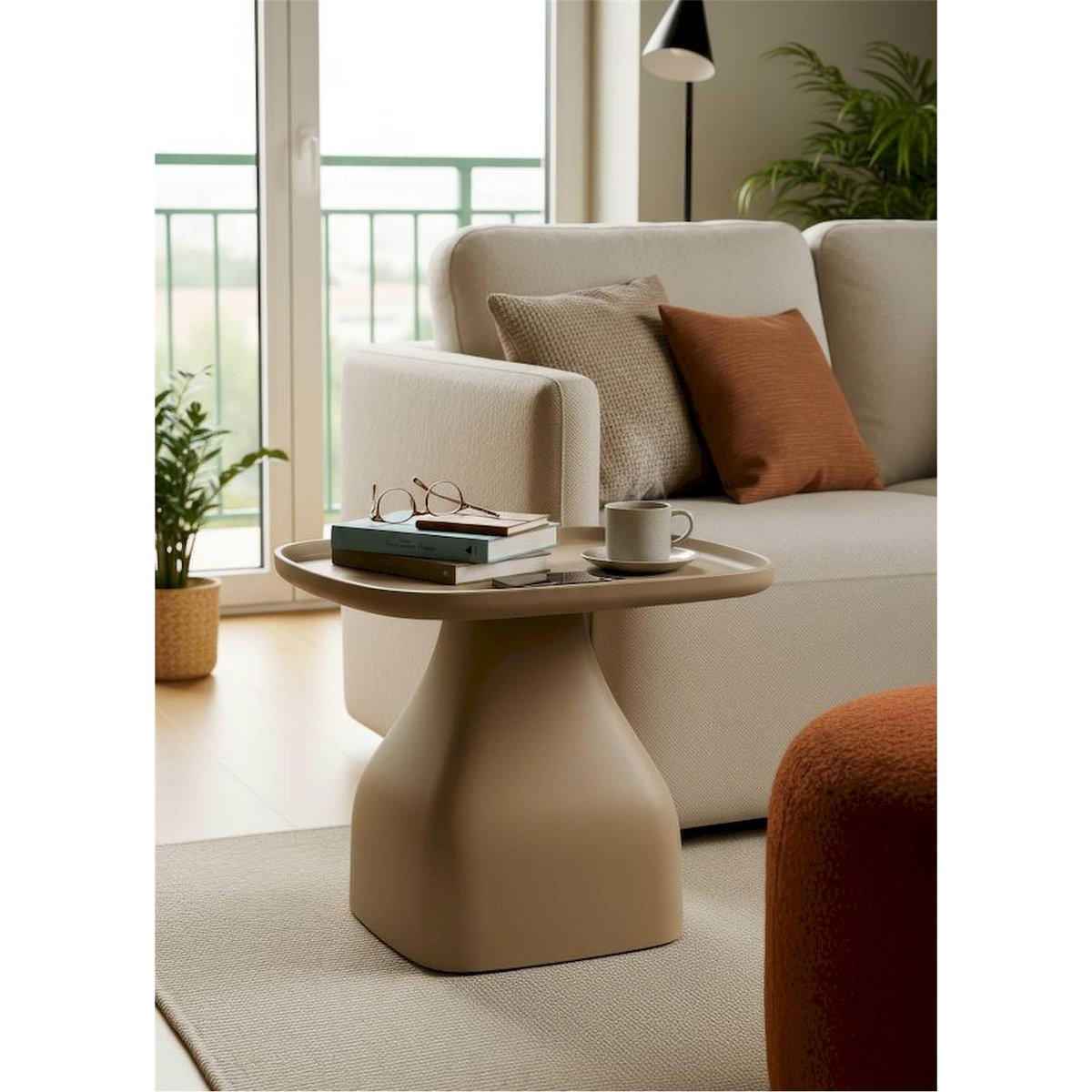Table basse design à base sculpturale MODERN gris, RECOLLECTION