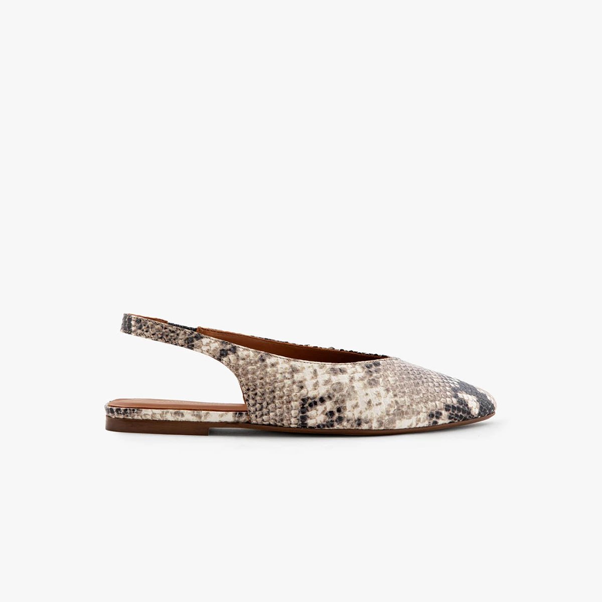 Slingback cuir façon python MARIANA beige, MAISON TOUFET