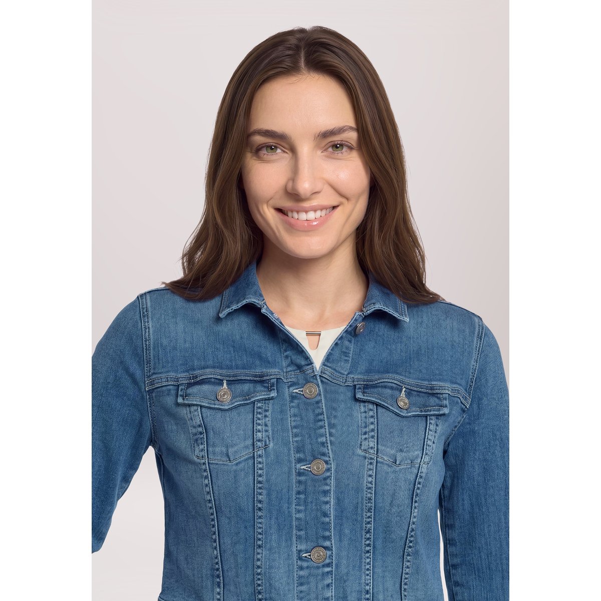 Veste en jean à effet délavé bleu, VERA MONT