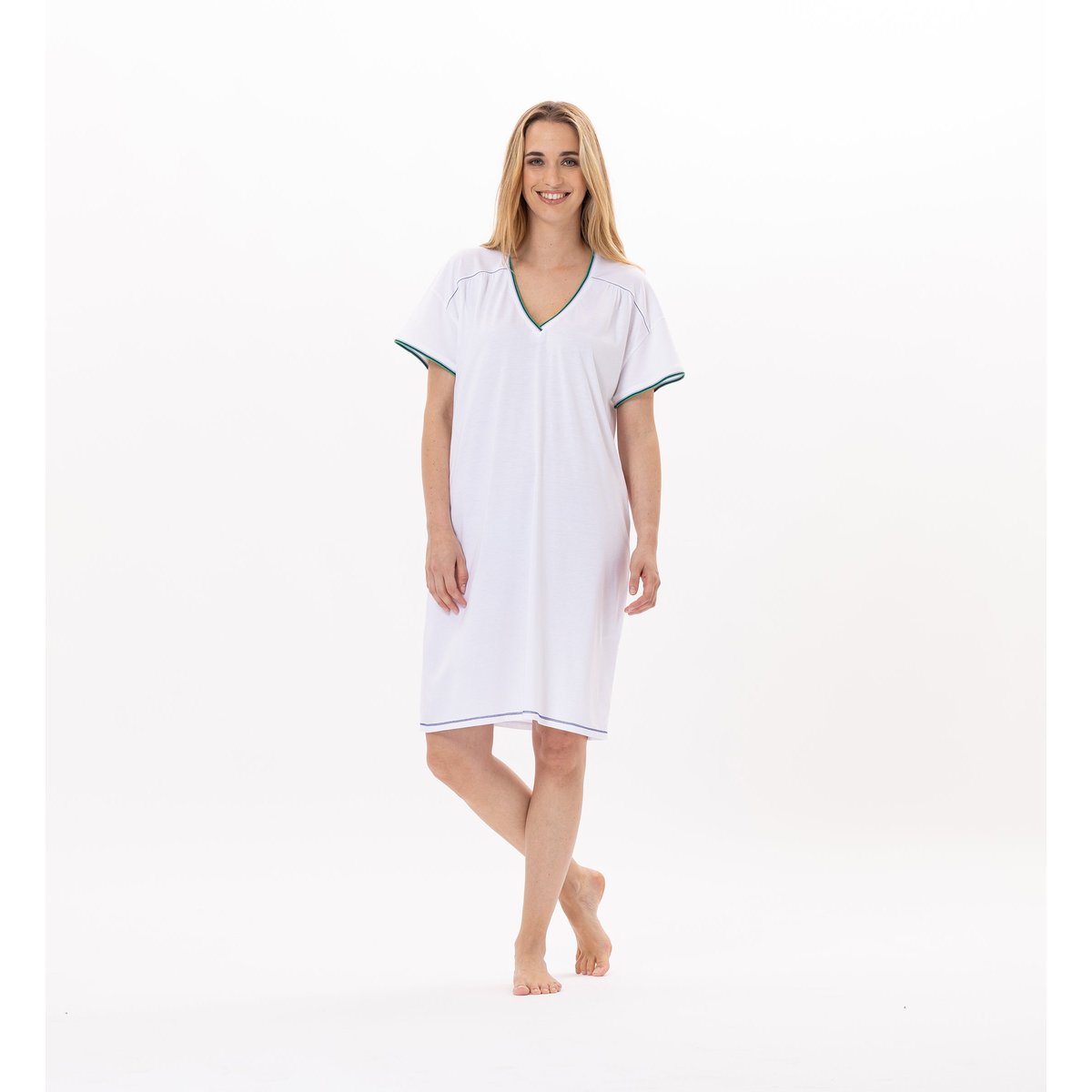 Chemise de nuit en coton VALENSOLE 901 blanc, LE CHAT