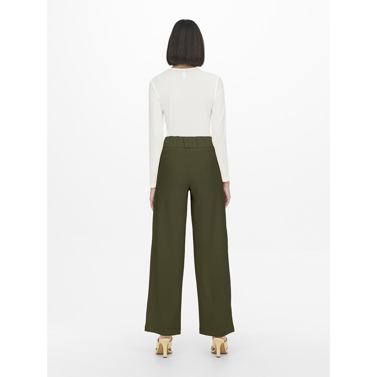 Pantalon large, taille haute kaki, JDY