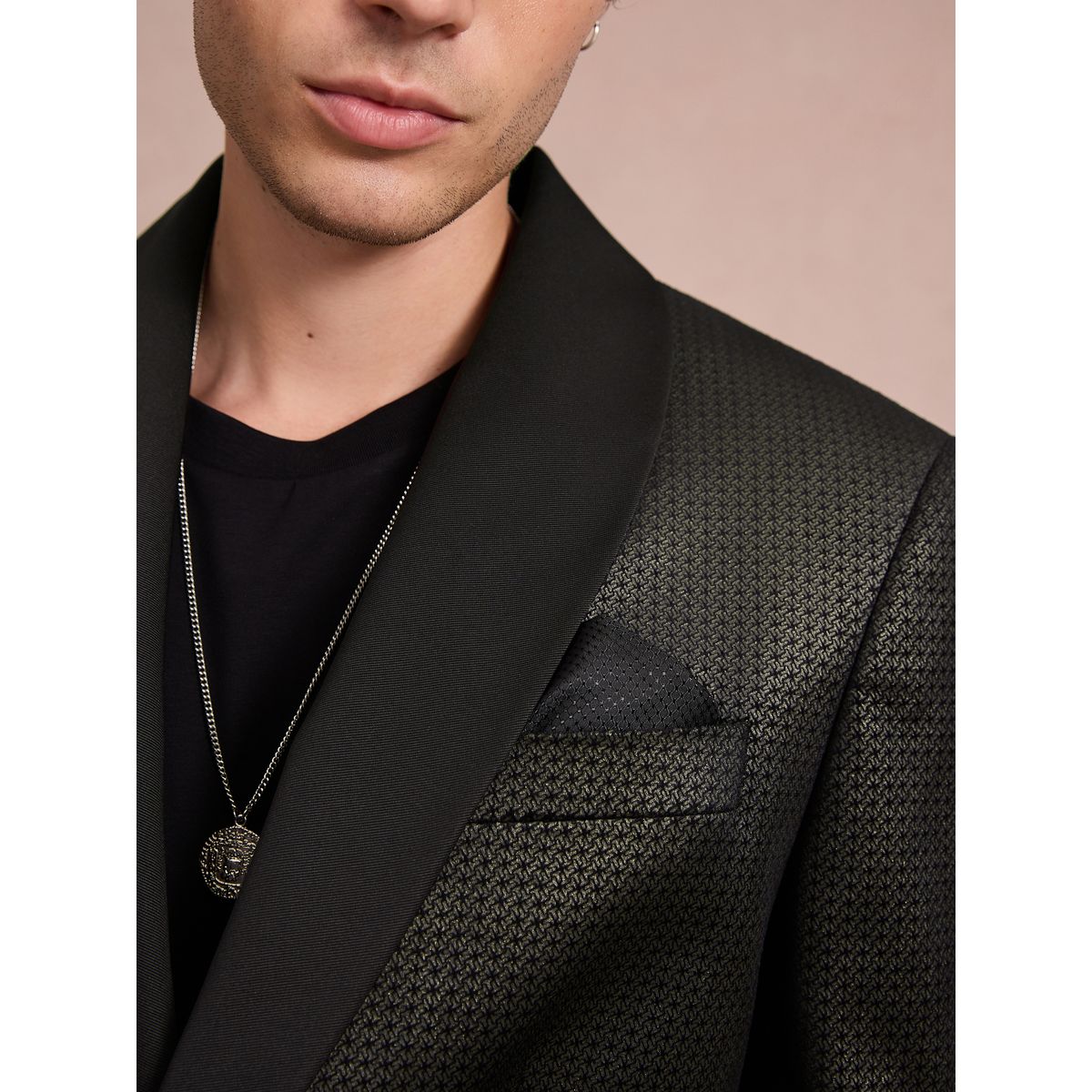 Blazer en velours à motif noir/doré, NEXT