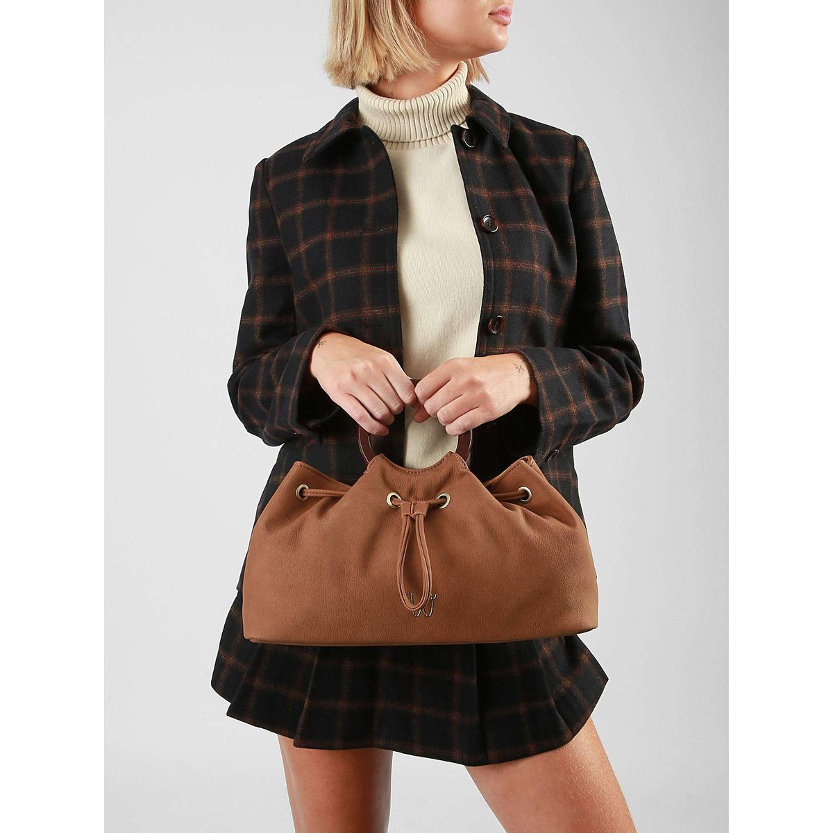 Sac bandoulière Verveine camel, WOOMEN