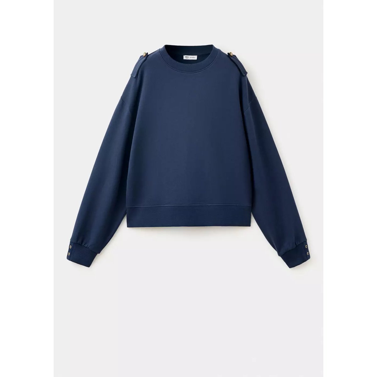 Sweat coton détail boutons bleu marine, MANGO TEEN