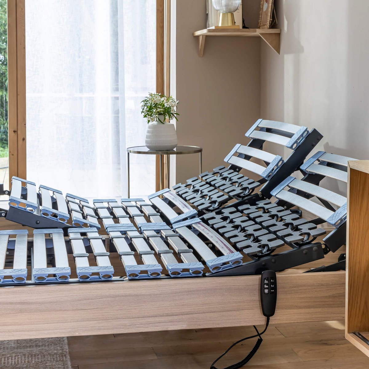 Sommier de relaxation électrique LUXE bois naturel, SOMEO