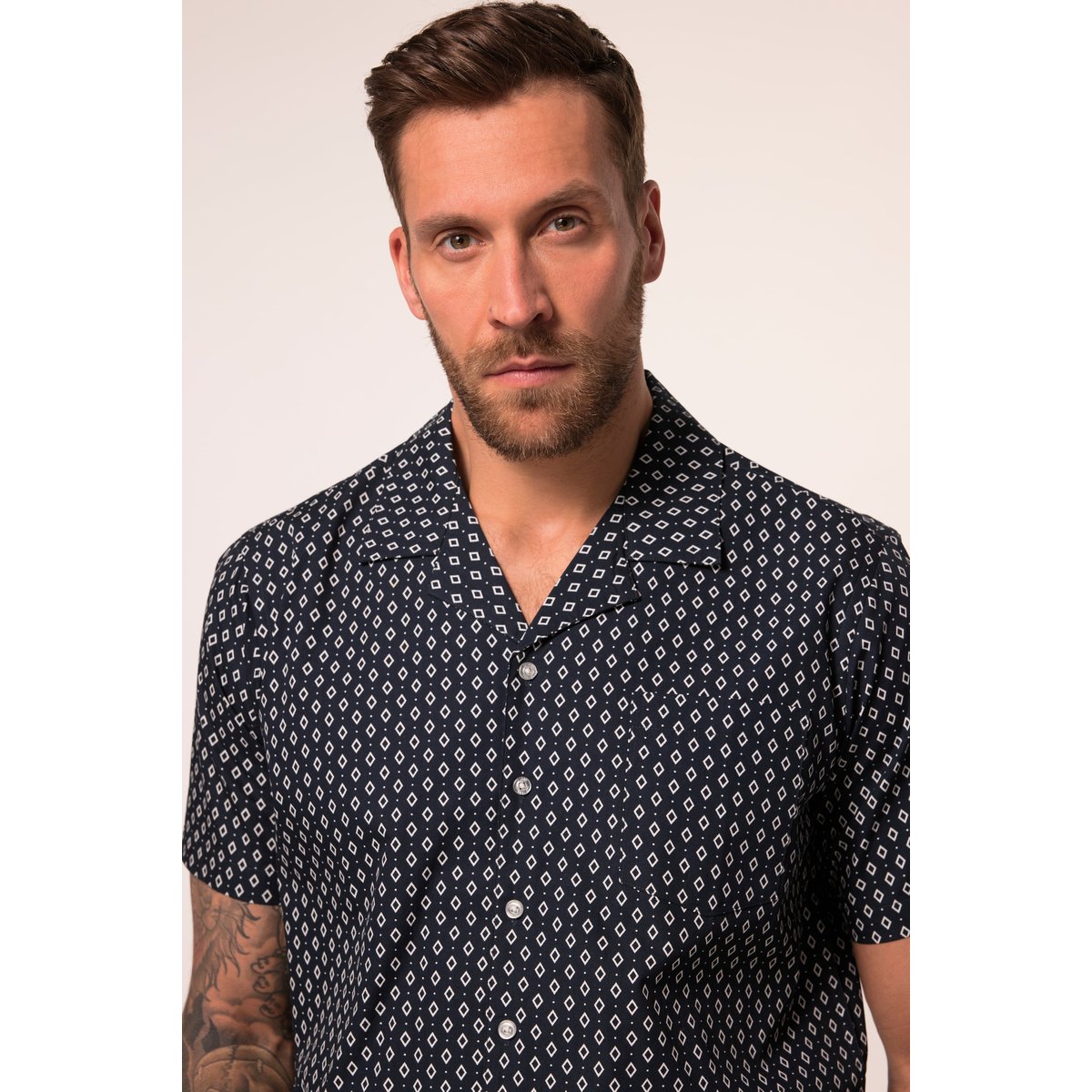 Chemise dans un imprimé all-over bleu marine, JP1880