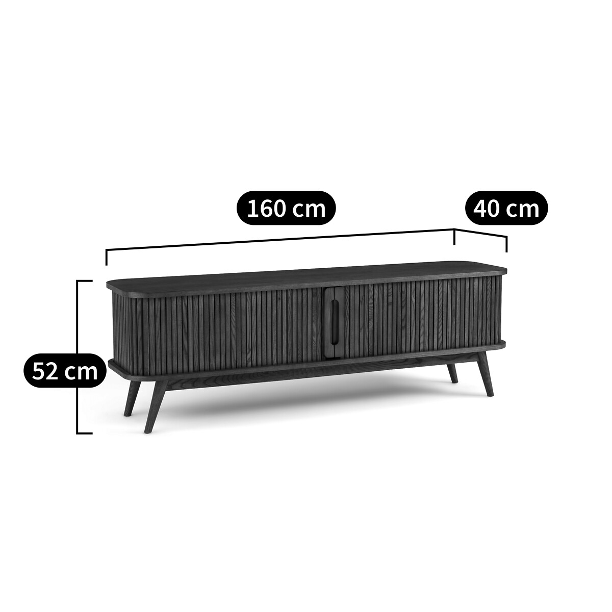 Meuble TV en frêne et plaqué, 2 portes coulissantes, largeur 160 cm, WAPONG noyer, LA REDOUTE INTERIEURS