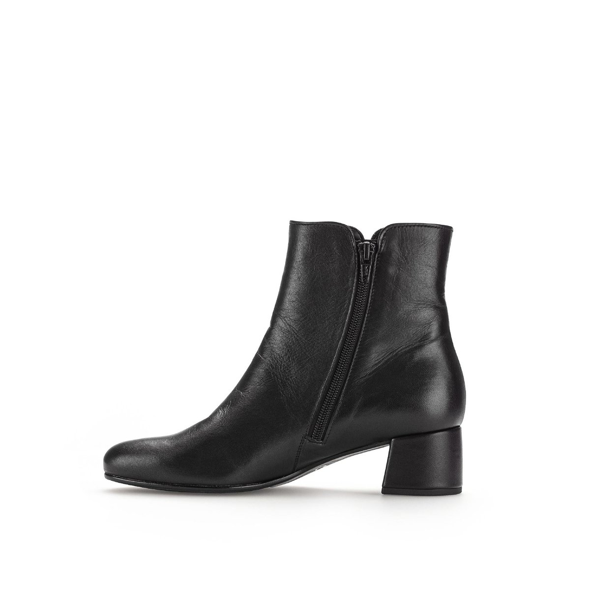 Bottines en cuir à talon décroché noir lisse, GABOR