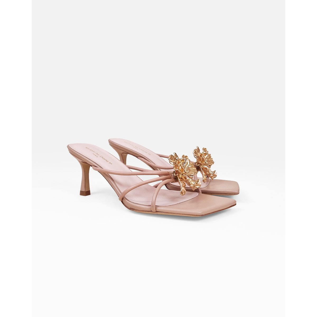 Mules à bout carré et accessoires interchangeables THIRA beige, MI MAI