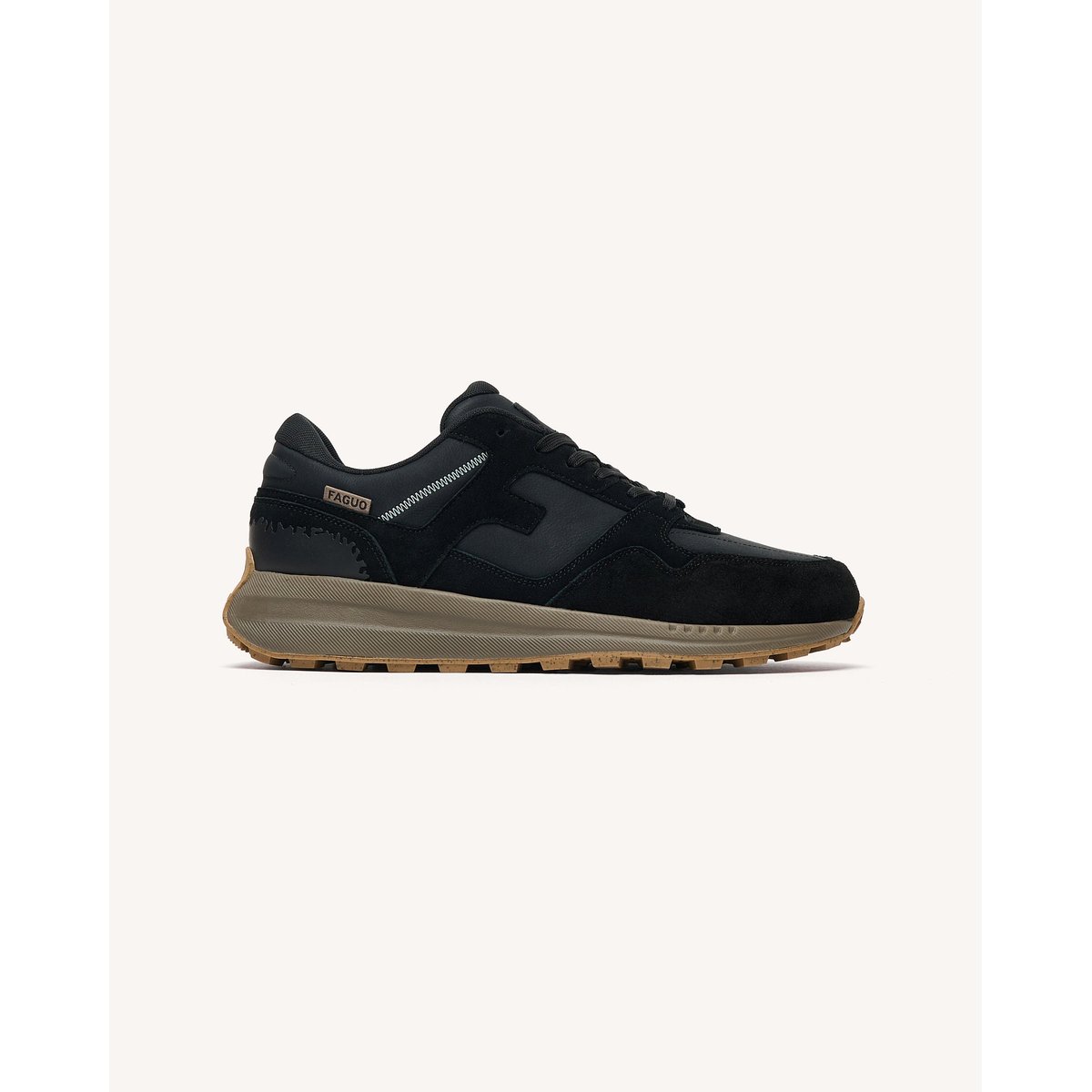 Baskets running en cuir noir, FAGUO