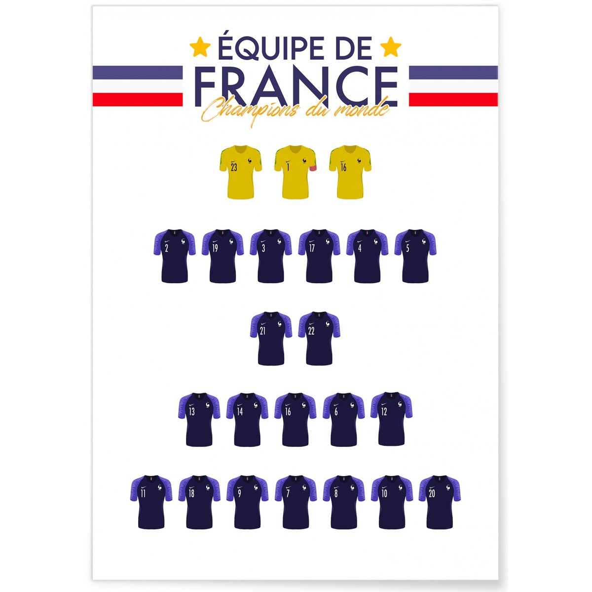 Affiche Champions du monde 2018 blanc, L'AFFICHERIE