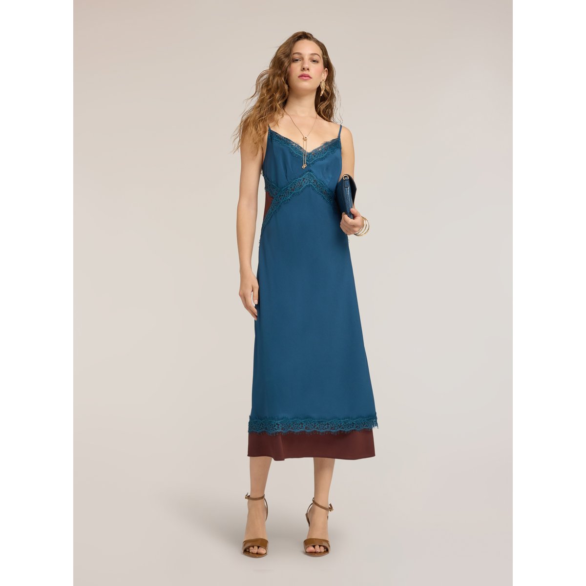 Robe regular avec dentelle petrol blue, MOTIVI