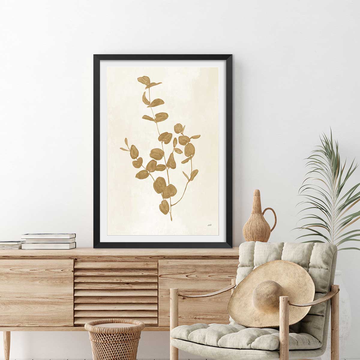 Affiche fleurs Recolte d'or Roya affiche + cadre en bois - noir, HEXOA