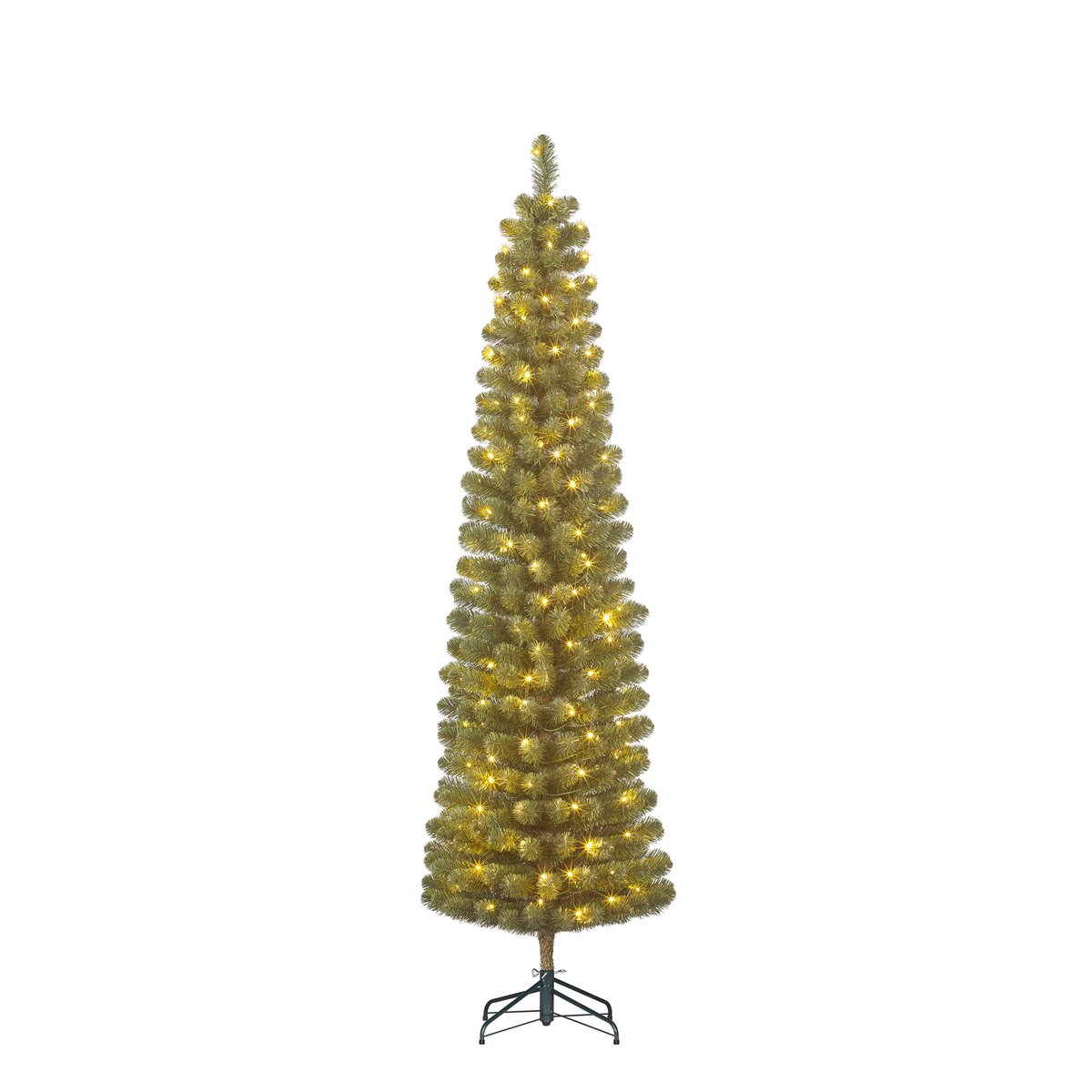 Sapin de Noël artificiel étroit avec LED H215 cm CHARLTON vert, BLACK BOX TREES