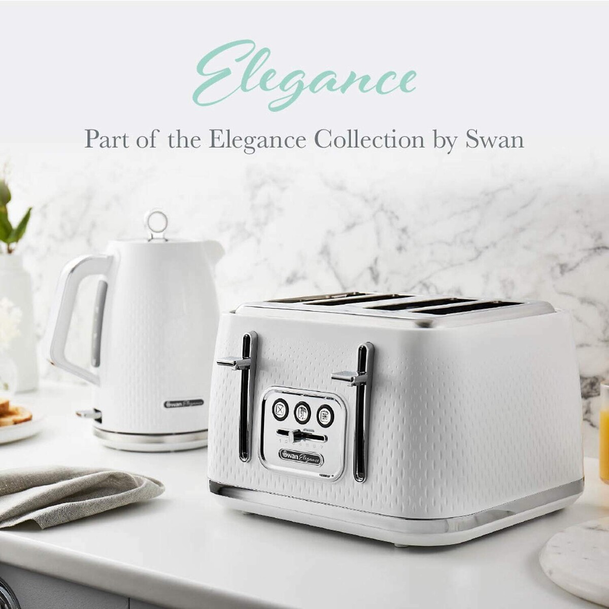 Elegance 4-Slice Toaster - ST19025 white, SWAN