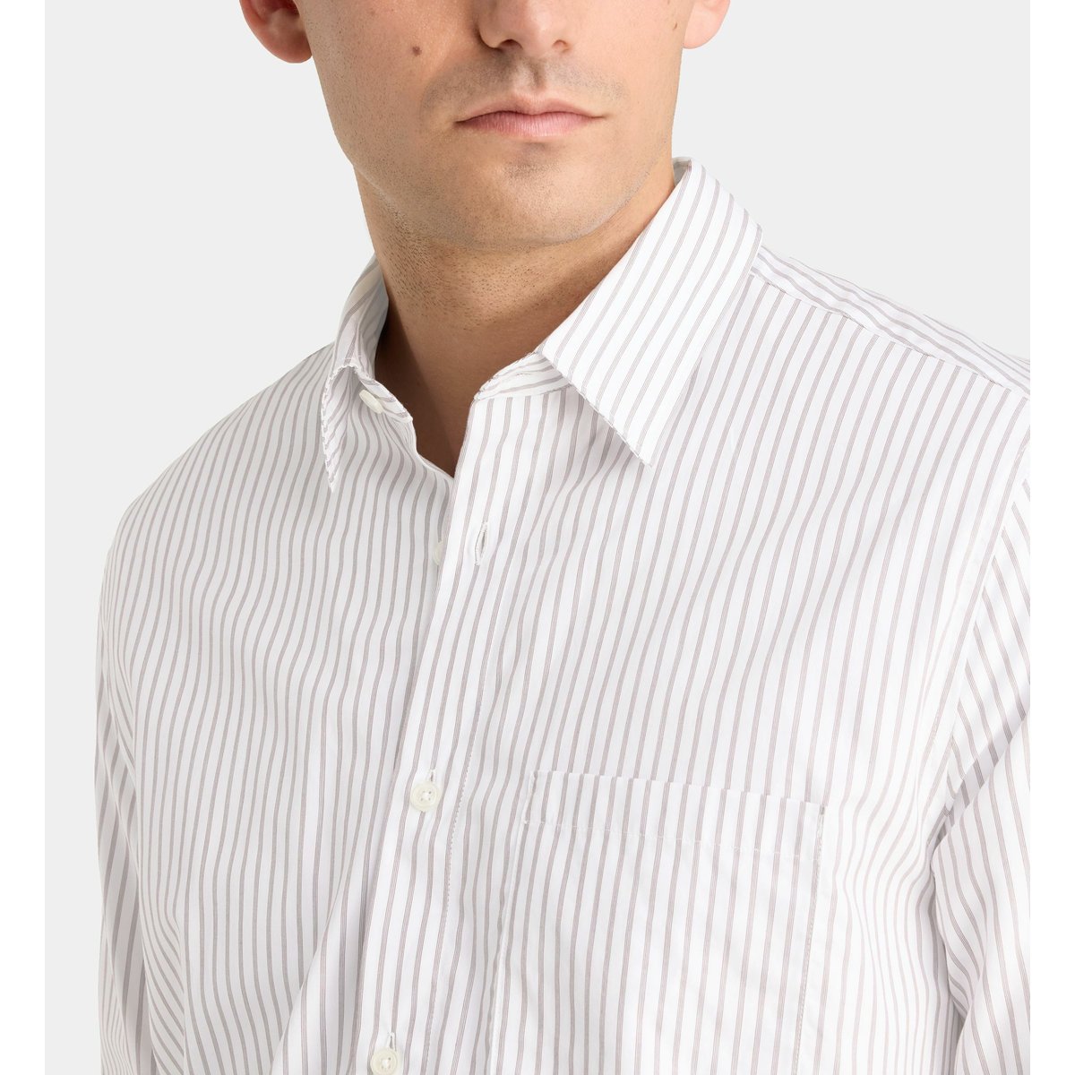 Chemise rishtri 5 rayée en coton blanc et marron, GALERIES LAFAYETTE