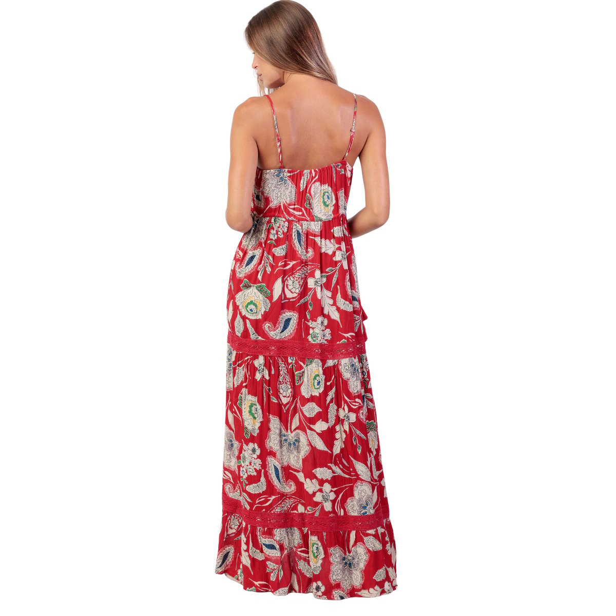 Robe longue estivale Aurora rouge, ADMAS